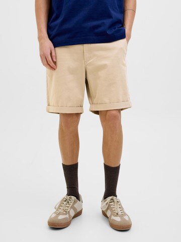 JACK & JONES regular Lærredsbukser i beige: forside