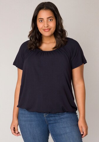BASE LEVEL CURVY T-Shirt 'Yoni' in Blau: Vorderseite