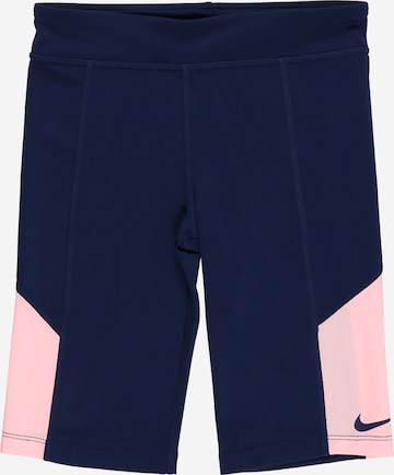 NIKE Skinny Workout Pants 'Trophy' in Blue: front