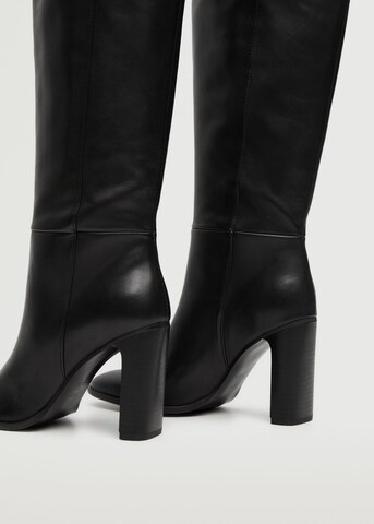 MANGO Over the Knee Boots in Black