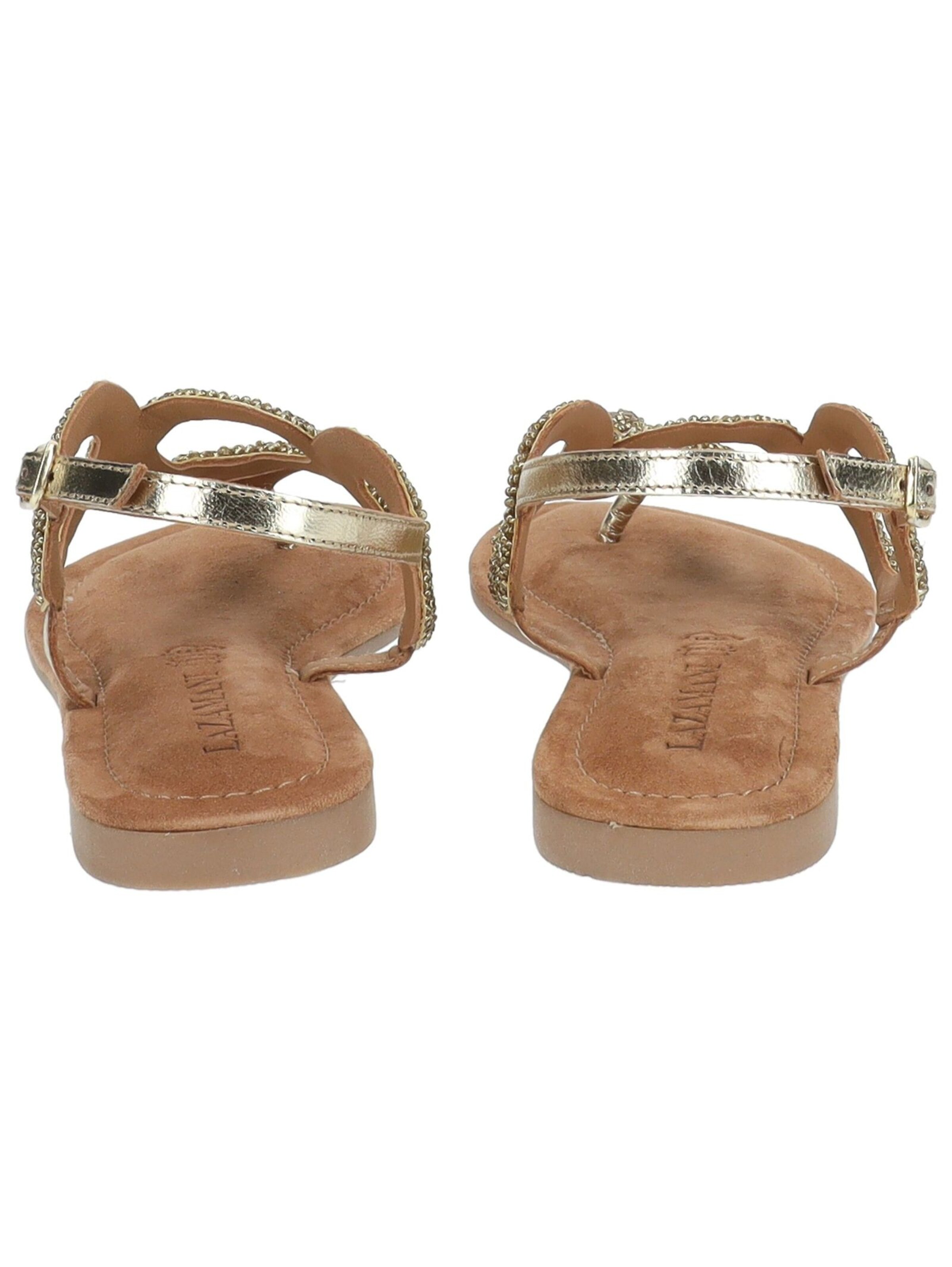 LAZAMANI T-Bar Sandals in Gold