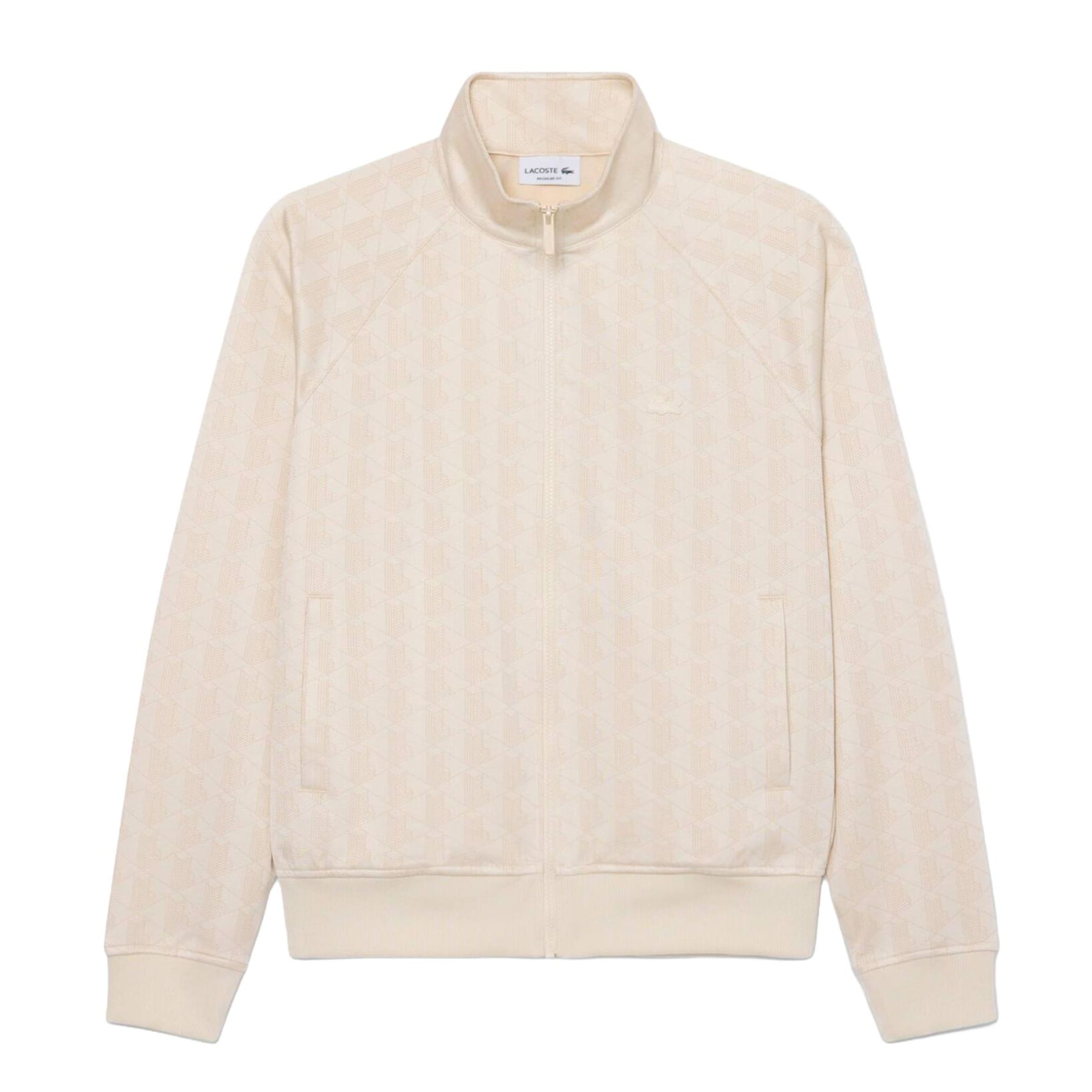 LACOSTE Zip-Up Hoodie in Beige: front