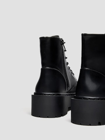 Pull&Bear Lace-Up Ankle Boots in Black