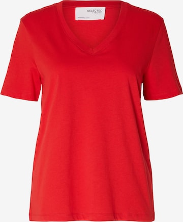 T-shirt 'Essential' SELECTED FEMME en rouge : devant