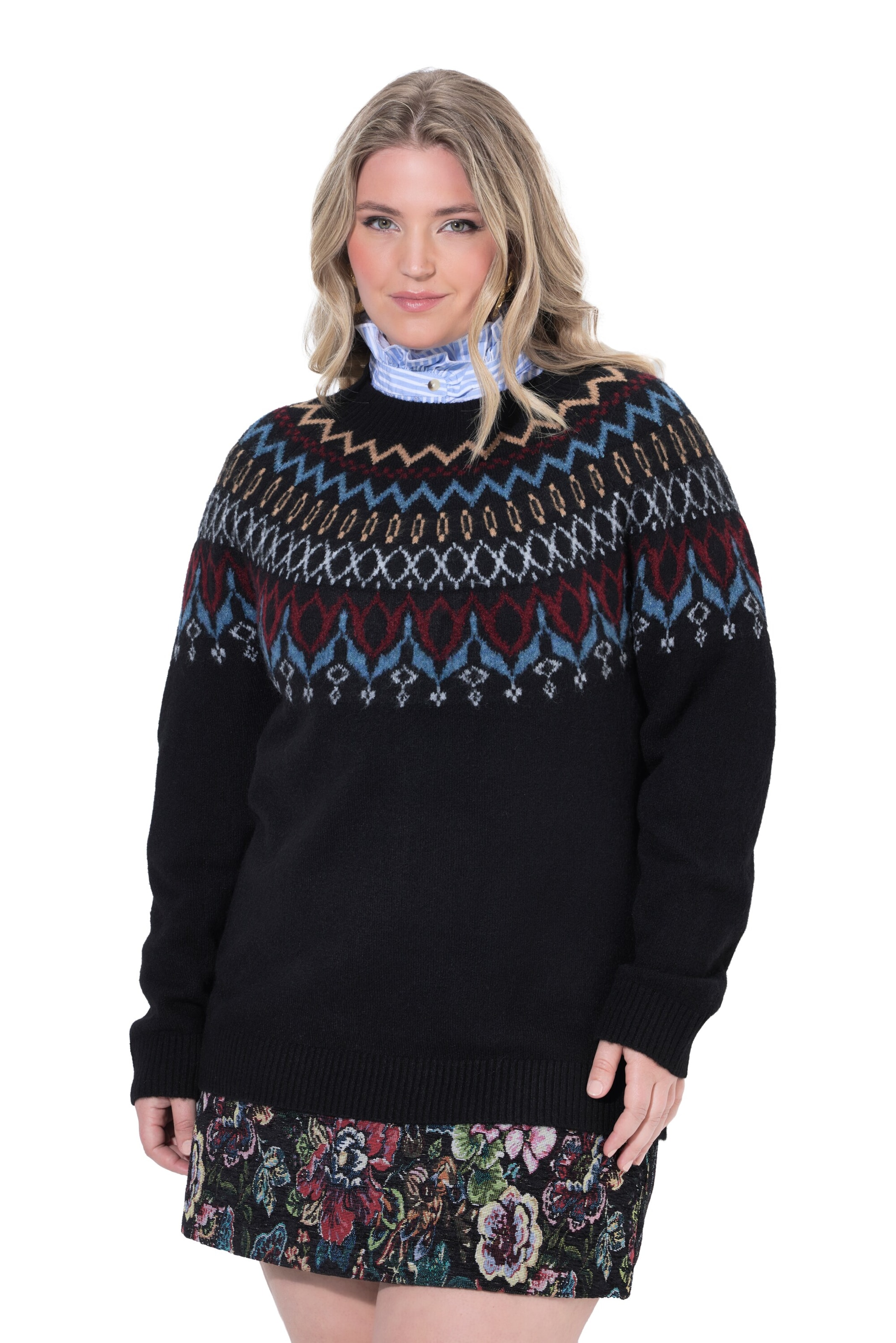 Pull-over Ulla Popken en noir : devant
