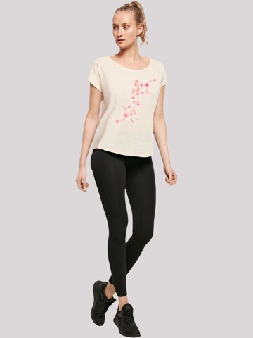 T-shirt 'Kirschblüten Asien' F4NT4STIC en beige
