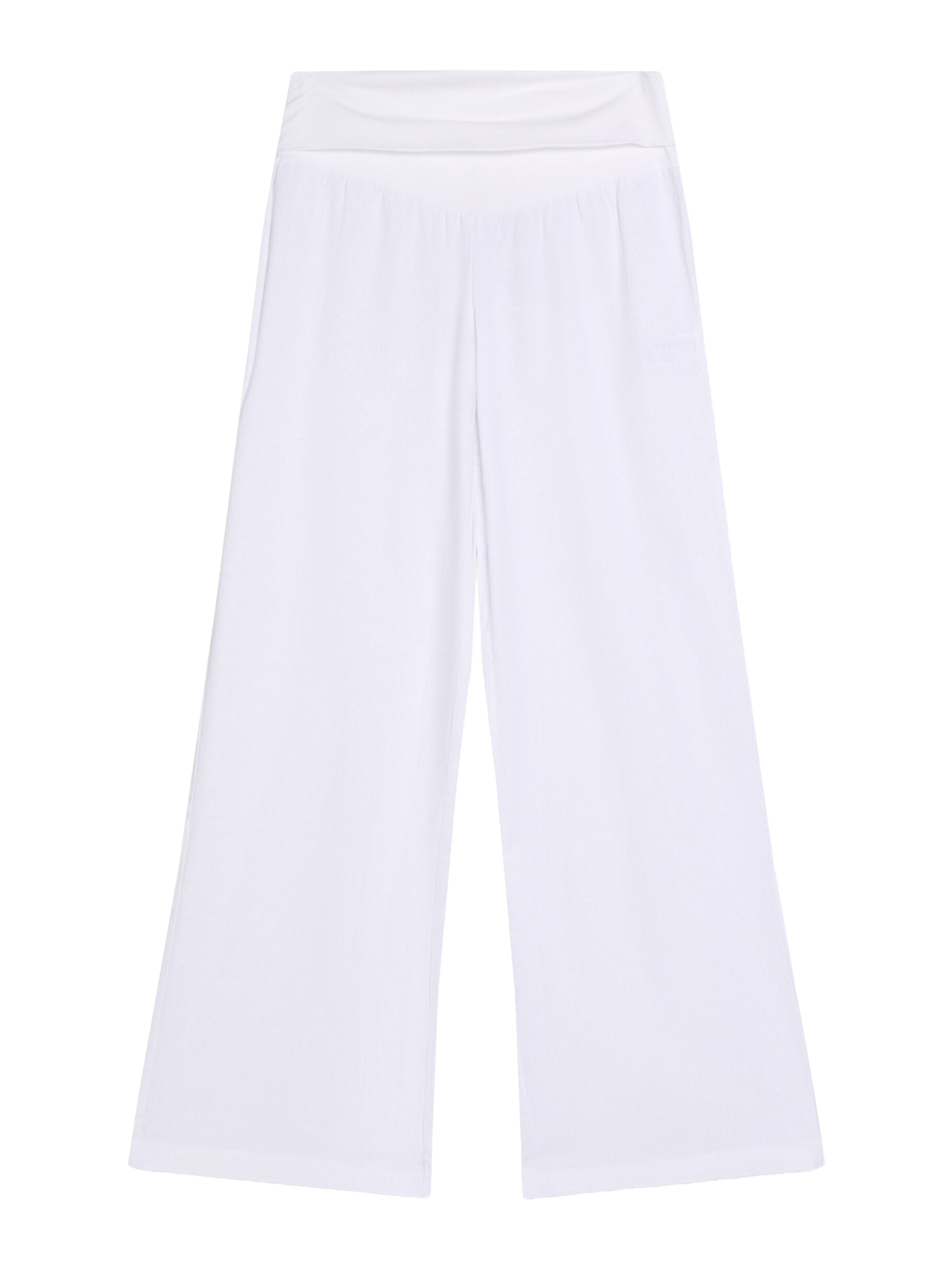 Wide leg Pantaloni de la Bershka pe alb: față