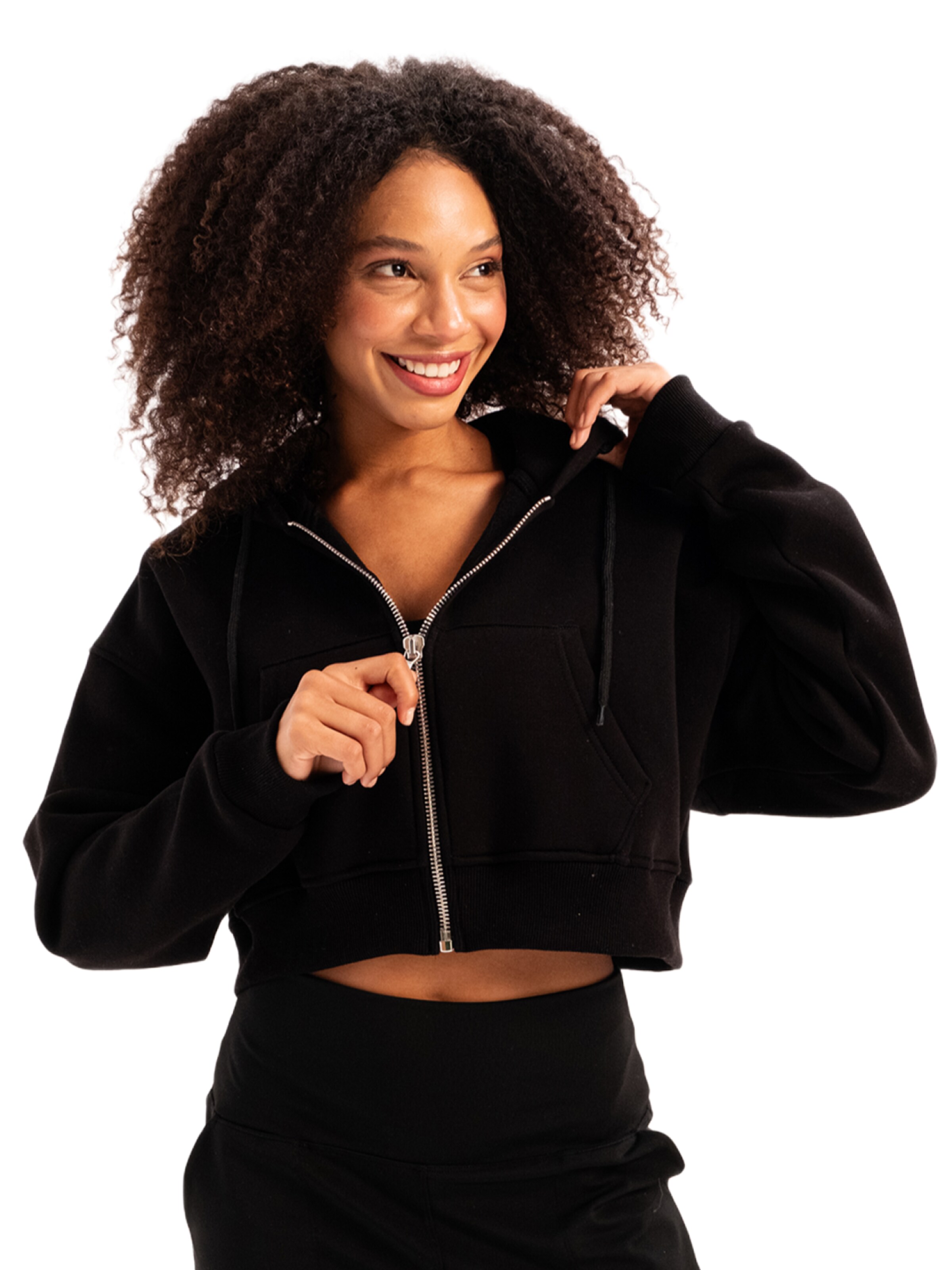 Justever Sweatjacke in Schwarz: Vorderseite