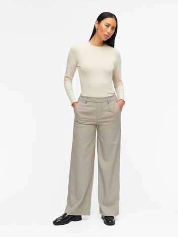 OBJECT Wide leg Pleat-Front Pants 'LISA' in Beige