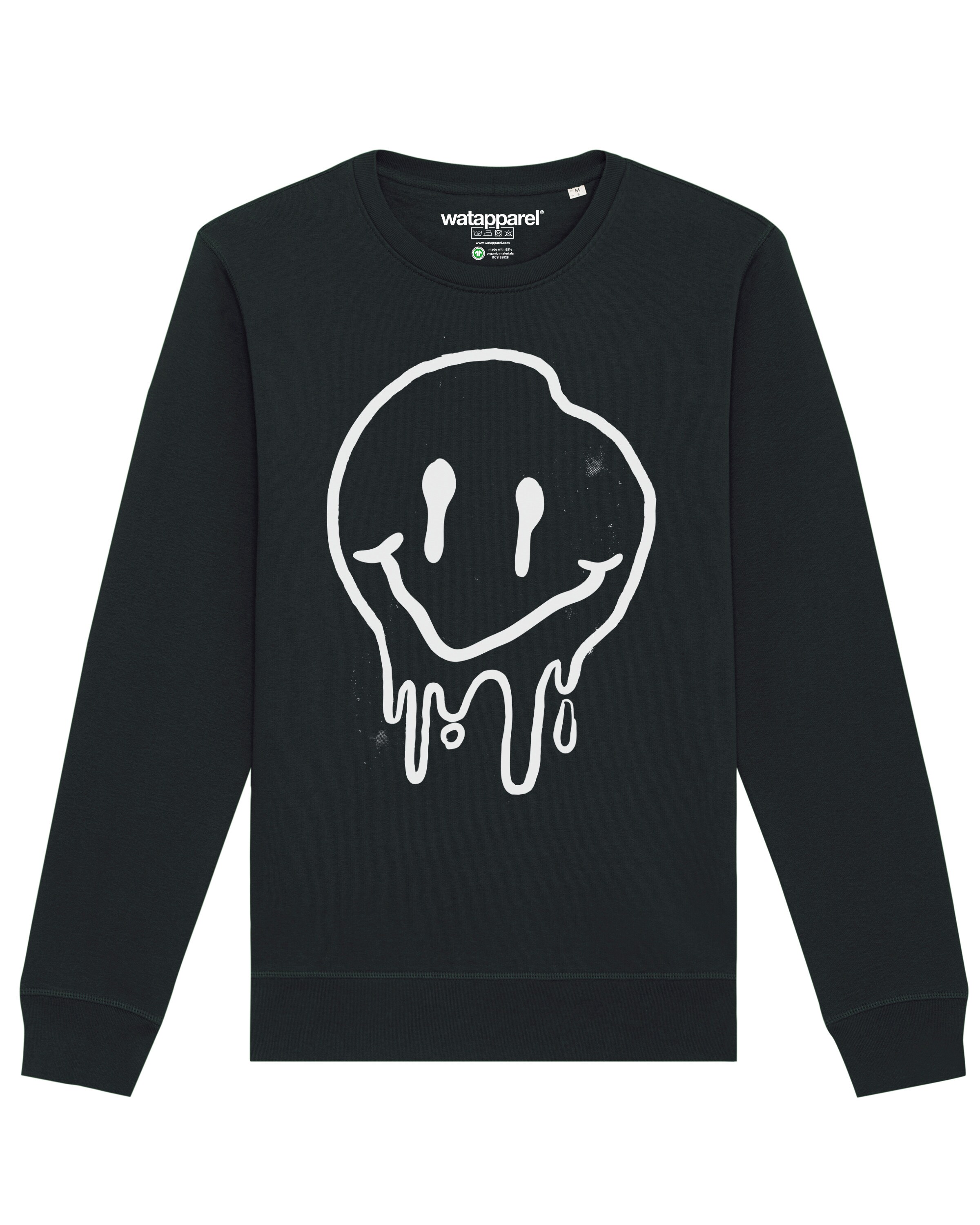 Sweat-shirt ' Smiley ' Watapparel en noir : devant