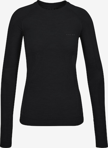 FALKE Wool-Tech Light Round Neck Long sleeve Shirt in Schwarz: Vorderseite