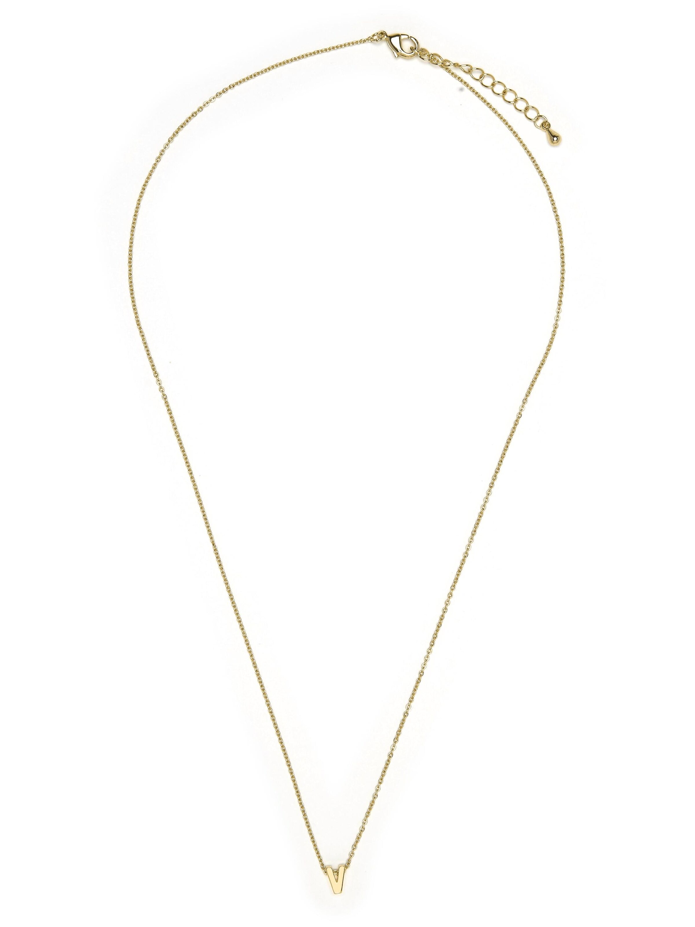 Luxenter Halsband 'Alphabet  V' i gul: framsida
