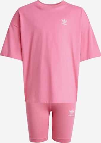 rožinė ADIDAS ORIGINALS Treniruočių kostiumas 'Cycling Shorts and Tee Set': priekis