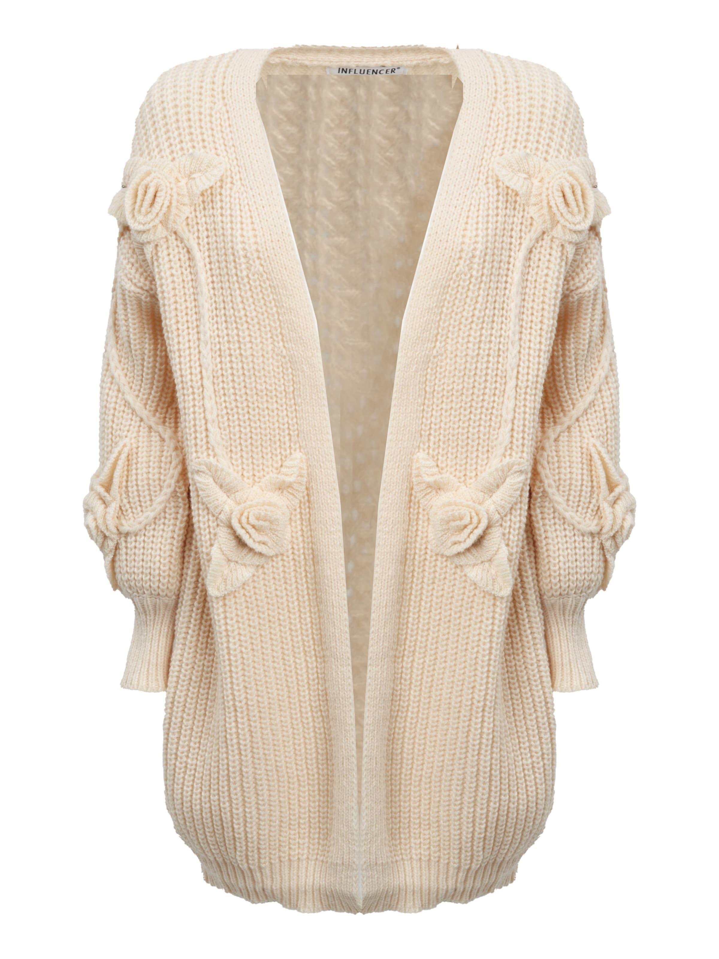 Influencer Strickjacke in Beige: Vorderseite