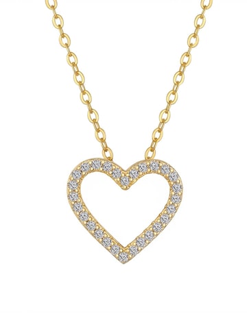 Staufergold Kette 'Moissanit-Halskette „Open Heart“ – Offenes Herz mit Pavé (0,3 ct)'‌‌‌‌‌‌‌‌‌ in Gold: Vorderseite