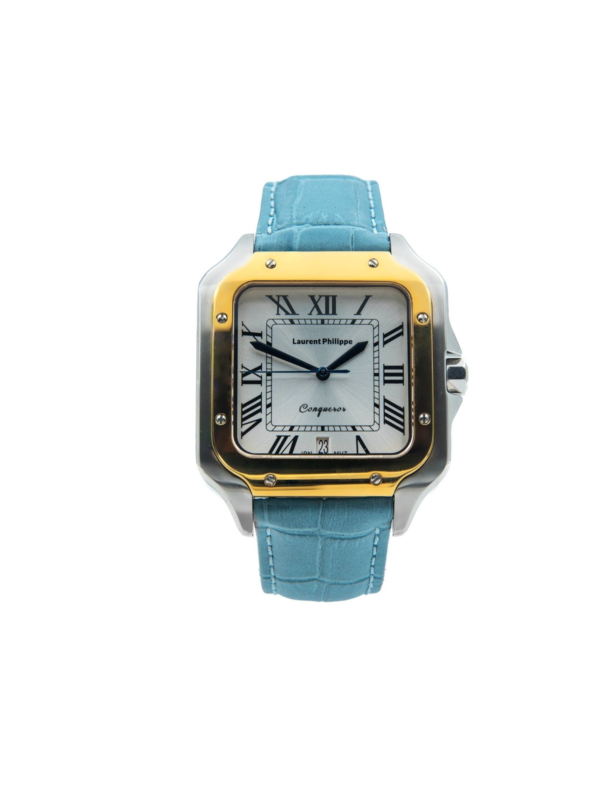 Laurent Philippe Analog Watch 'Conqueror Imperial Topaz – Icy Petal' in Grey: front