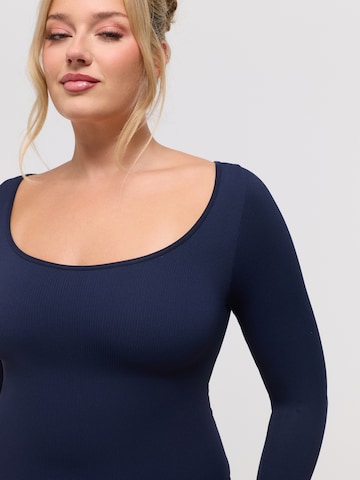 cfab Body 'Ribbed Longsleeve Sculpting Bodysuit with Slip' in Blauw