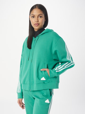 ADIDAS SPORTSWEAR Athletic Zip-Up Hoodie 'Future Icons 3-Stripes ' in Green: front