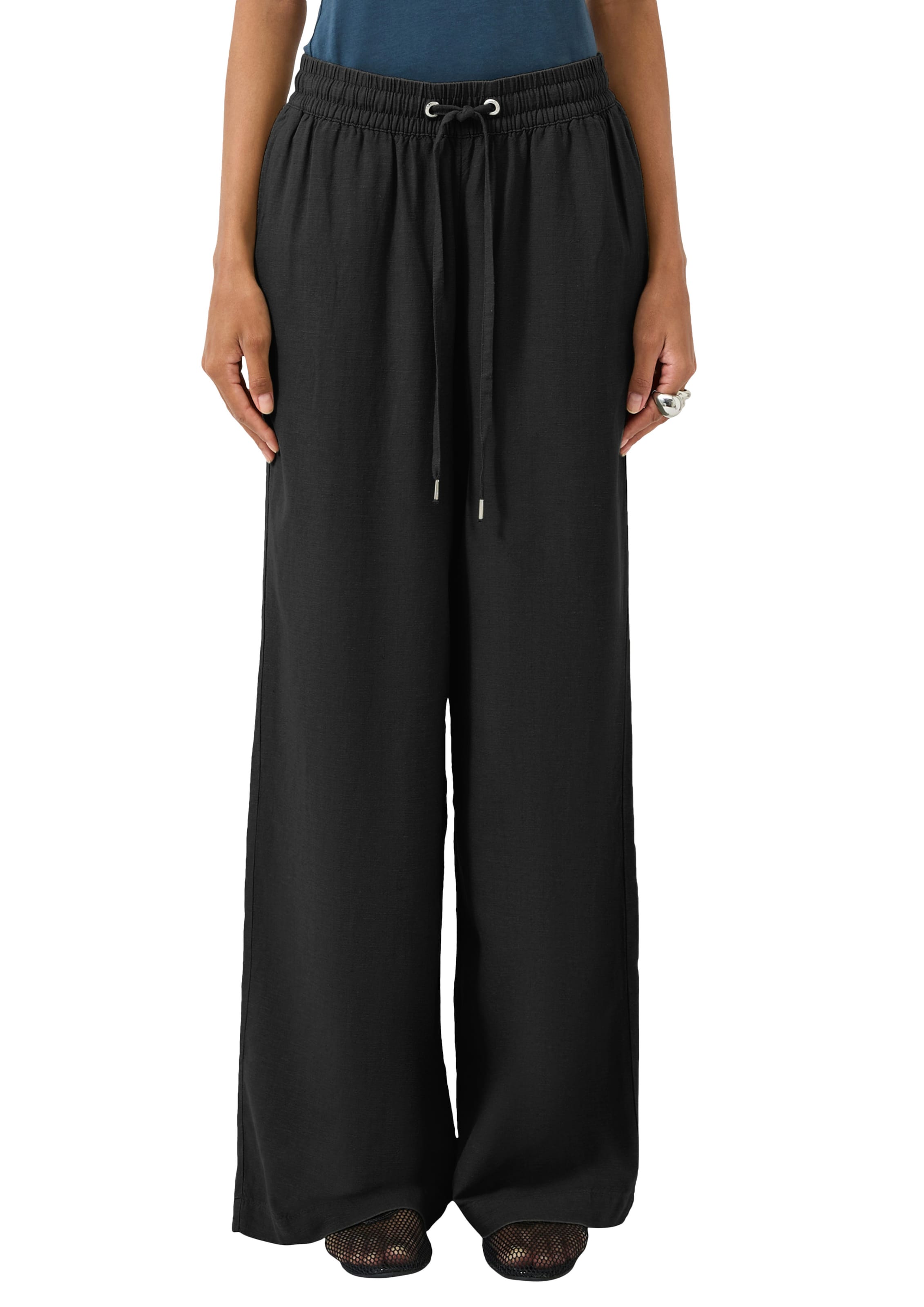 Wide Leg Pantalon QS en noir