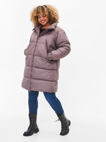 Zizzi Winter Coat 'SHANGHAI' in Brown