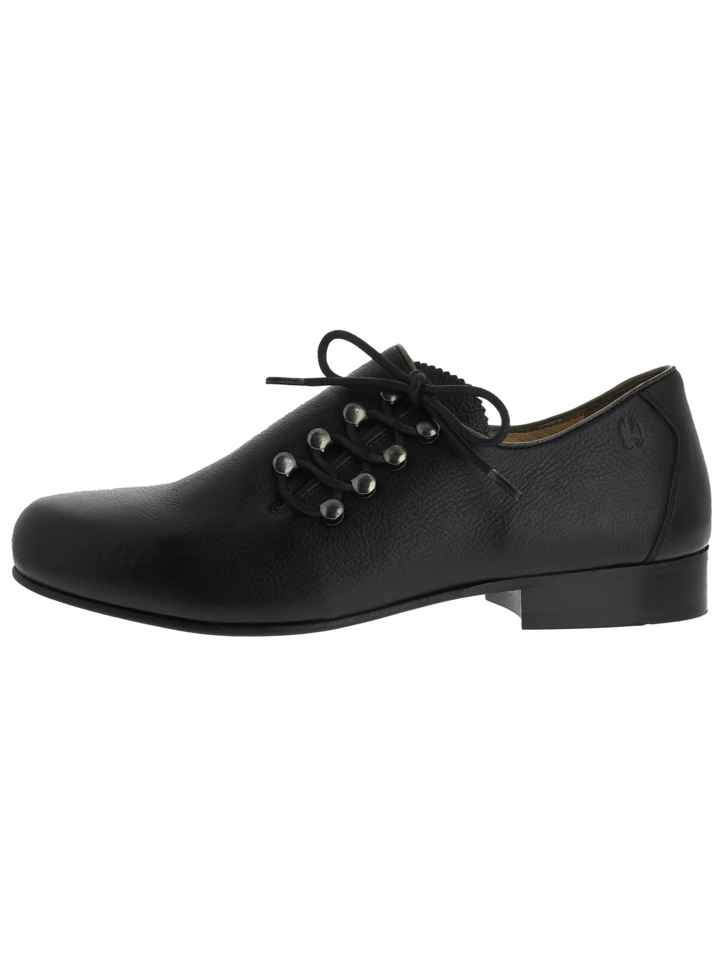 RAUSCHZEIT Traditional Shoes 'PLATTLER' in Black: front