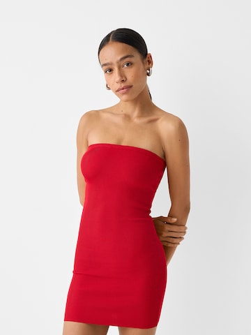 Bershka Gebreide jurk in Rood: voorkant