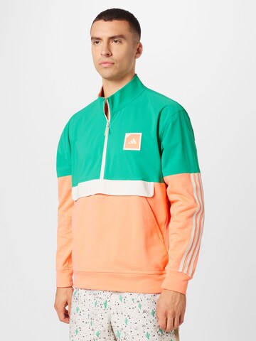 ADIDAS GOLF Athletic Zip-Up Hoodie in Green: front