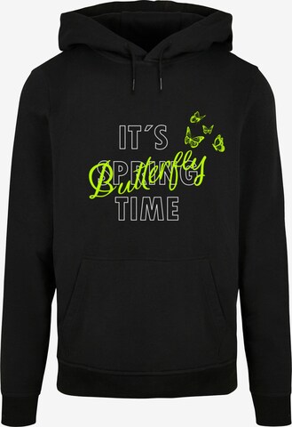 Merchcode Sweatshirt 'It´s Spring Time' in Black: front