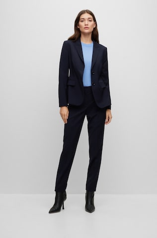 BOSS Black Slim fit Pleated Pants 'TILUNAH' in Blue