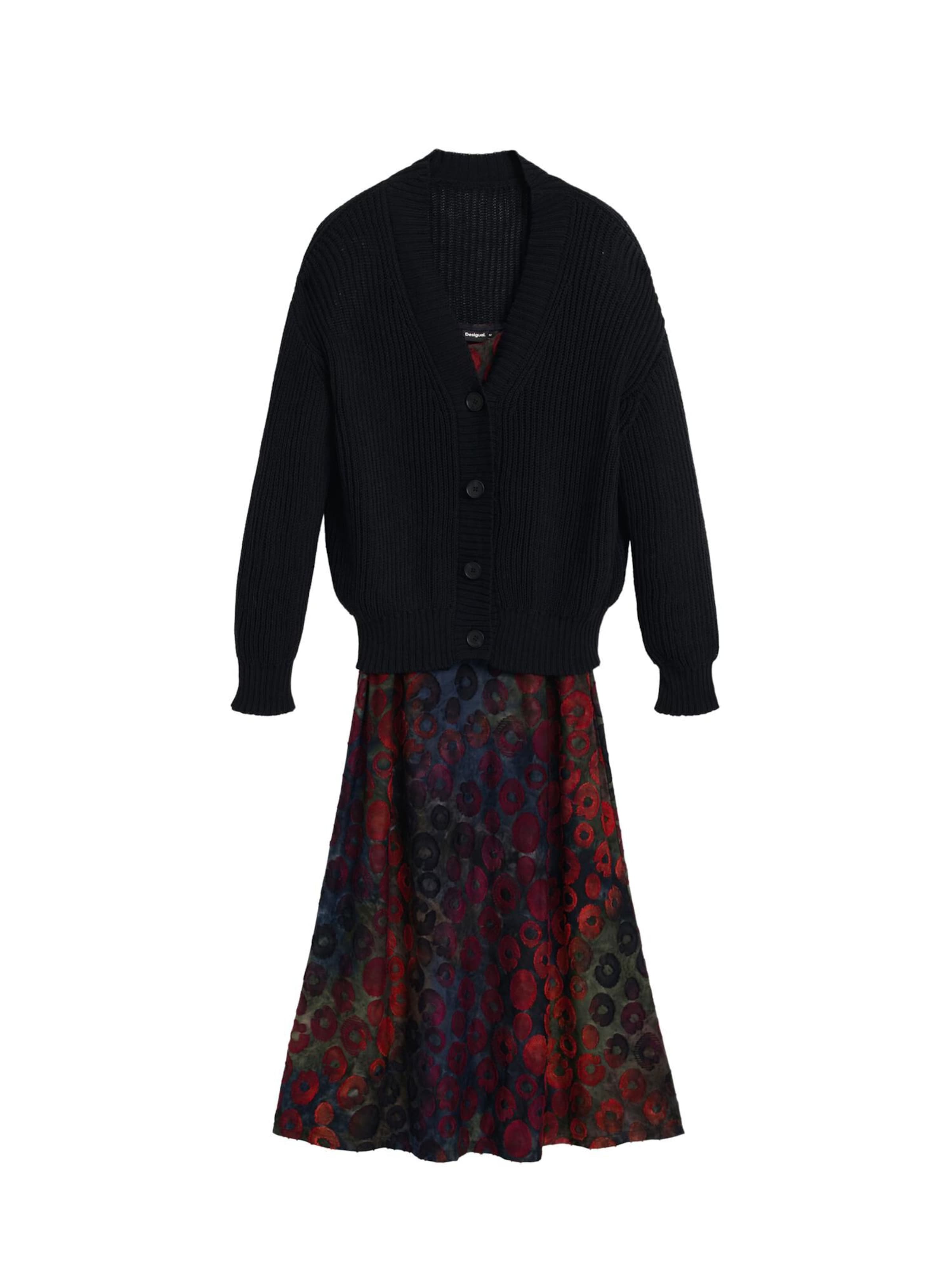 Desigual Kleita, krāsa - naktszils / brūns / haki / sarkans, Preces skats