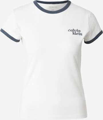 Calvin Klein Jeans Regular Shirt 'Embroidered Logo Ringer' in Beige: Vorderseite