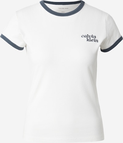 XS dydžio Marškinėliai 'Embroidered Logo Ringer' iš Calvin Klein Jeans, spalva – nebalintos drobės spalva / pilka, Prekių apžvalga