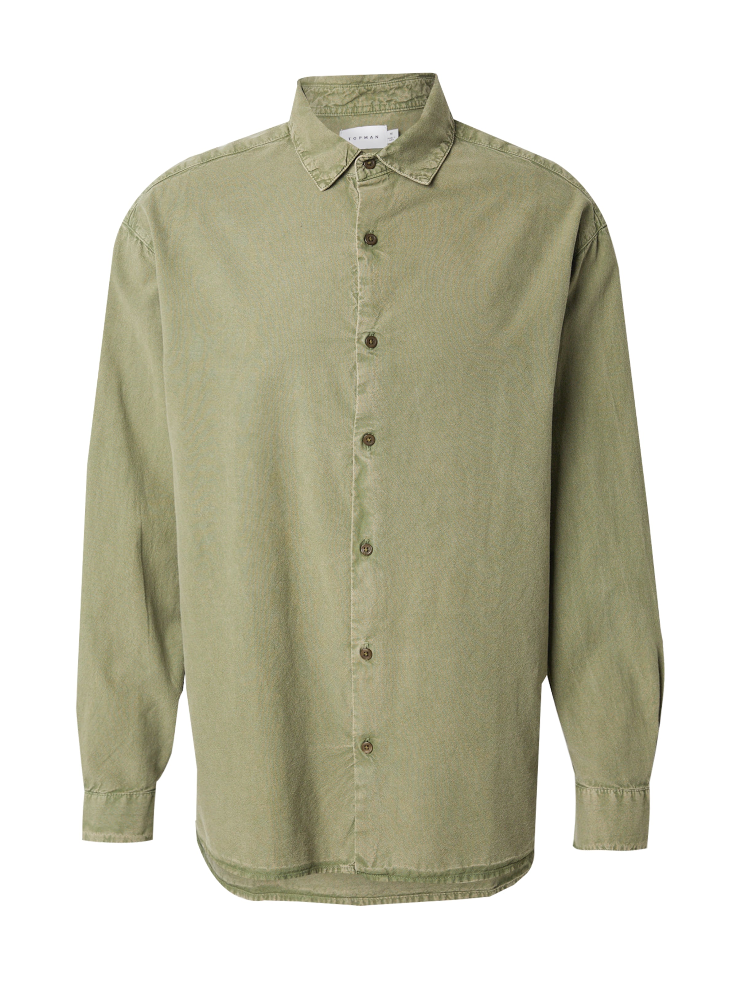 TOPMAN Comfort fit Button Up Shirt in Green: front
