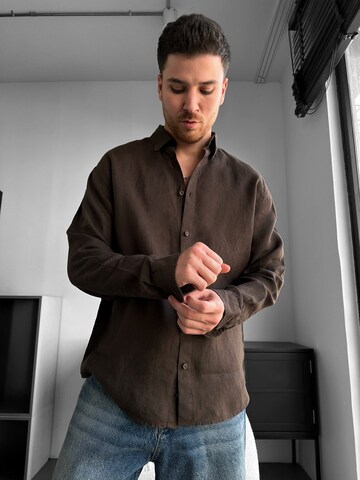 Kleidermafia Comfort fit Overhemd in Bruin