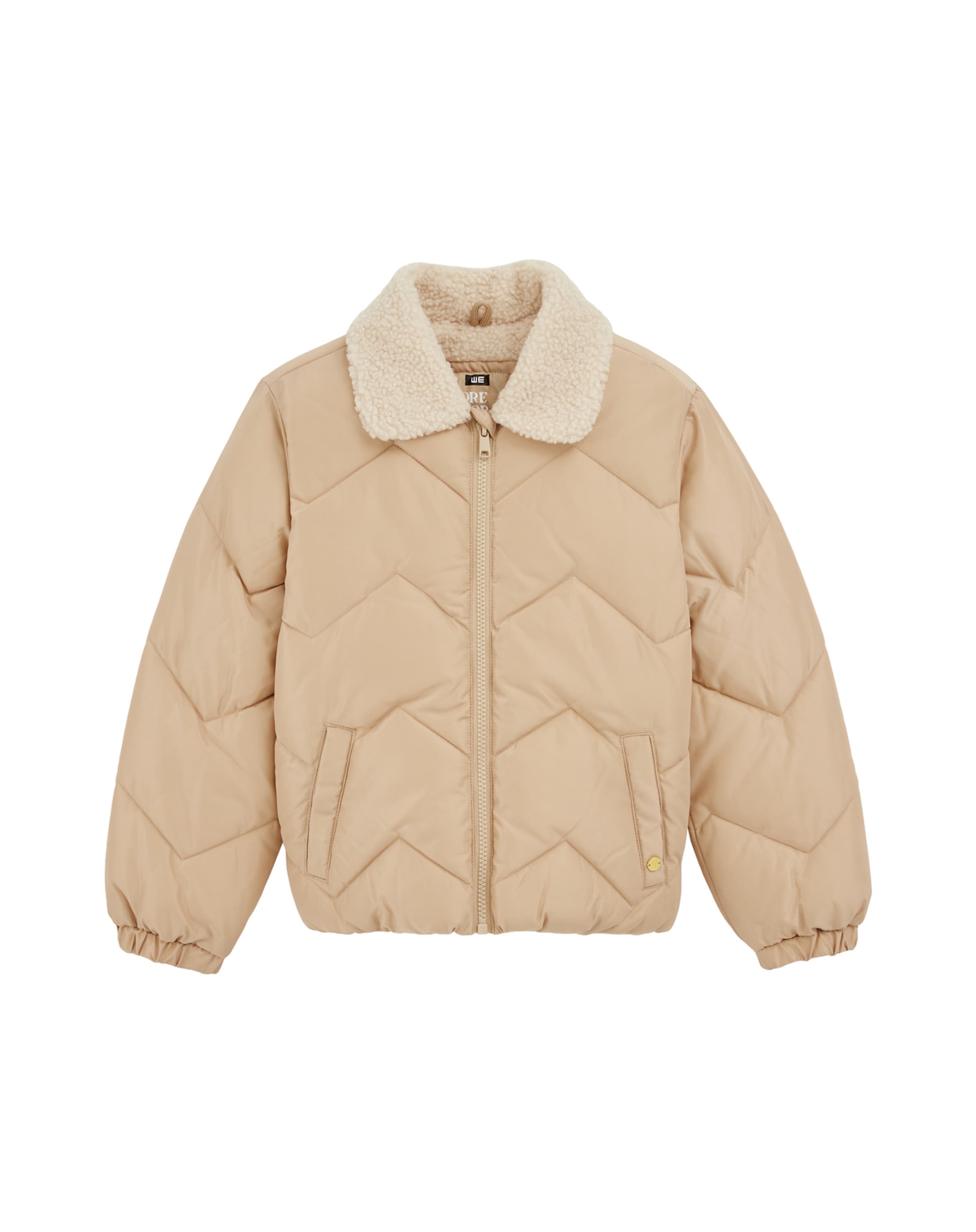 WE Fashion Kevad-sügisjope, värv beež: eest vaates