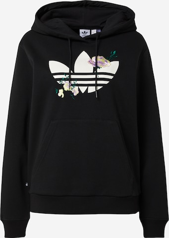 Bluză de molton 'Flower Embroidery' de la ADIDAS ORIGINALS pe negru: față