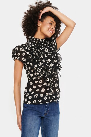 SAINT TROPEZ Blouse in Zwart: voorkant