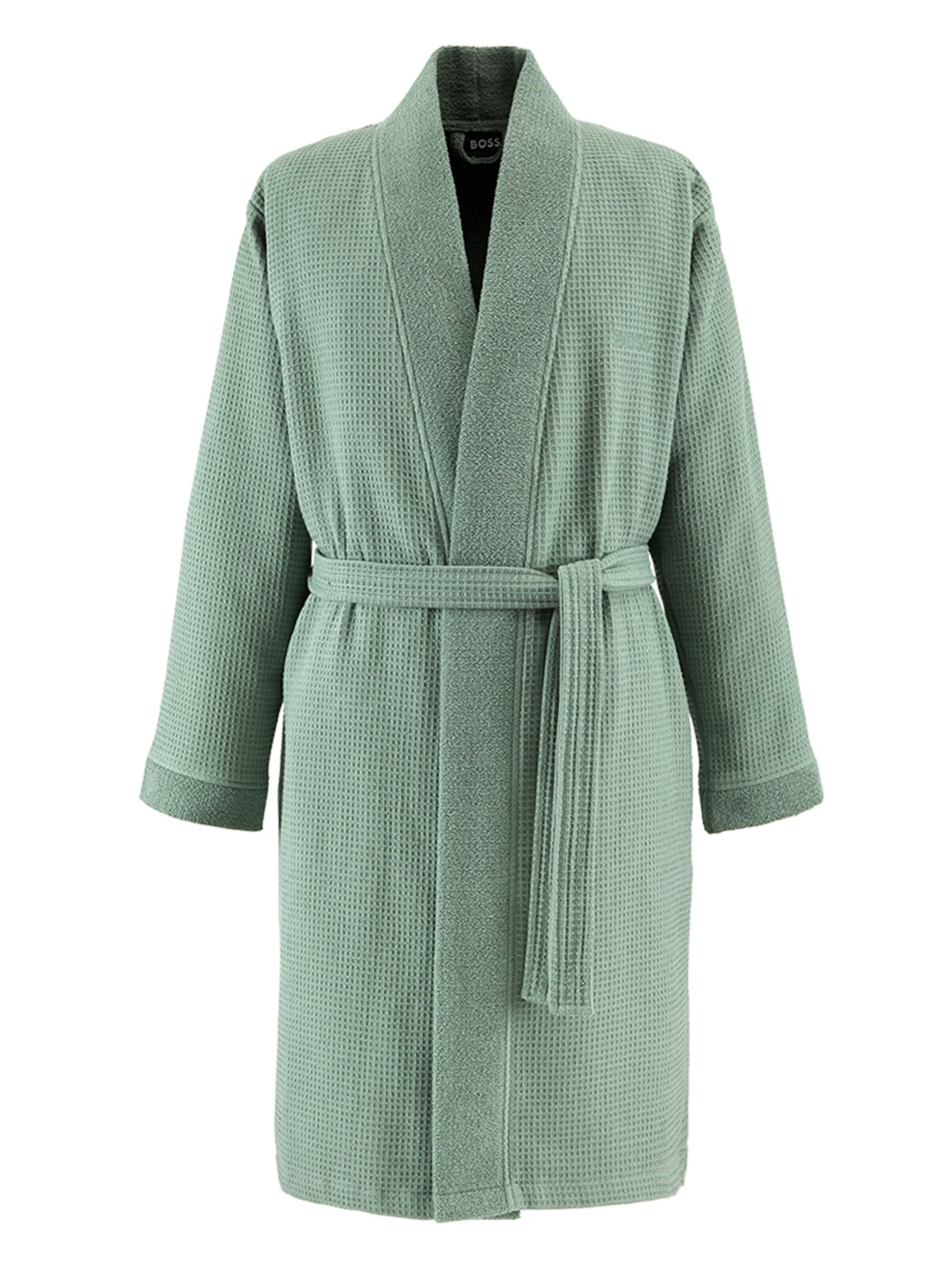 BOSS Home Long Bathrobe 'ONSEN' in Green: front