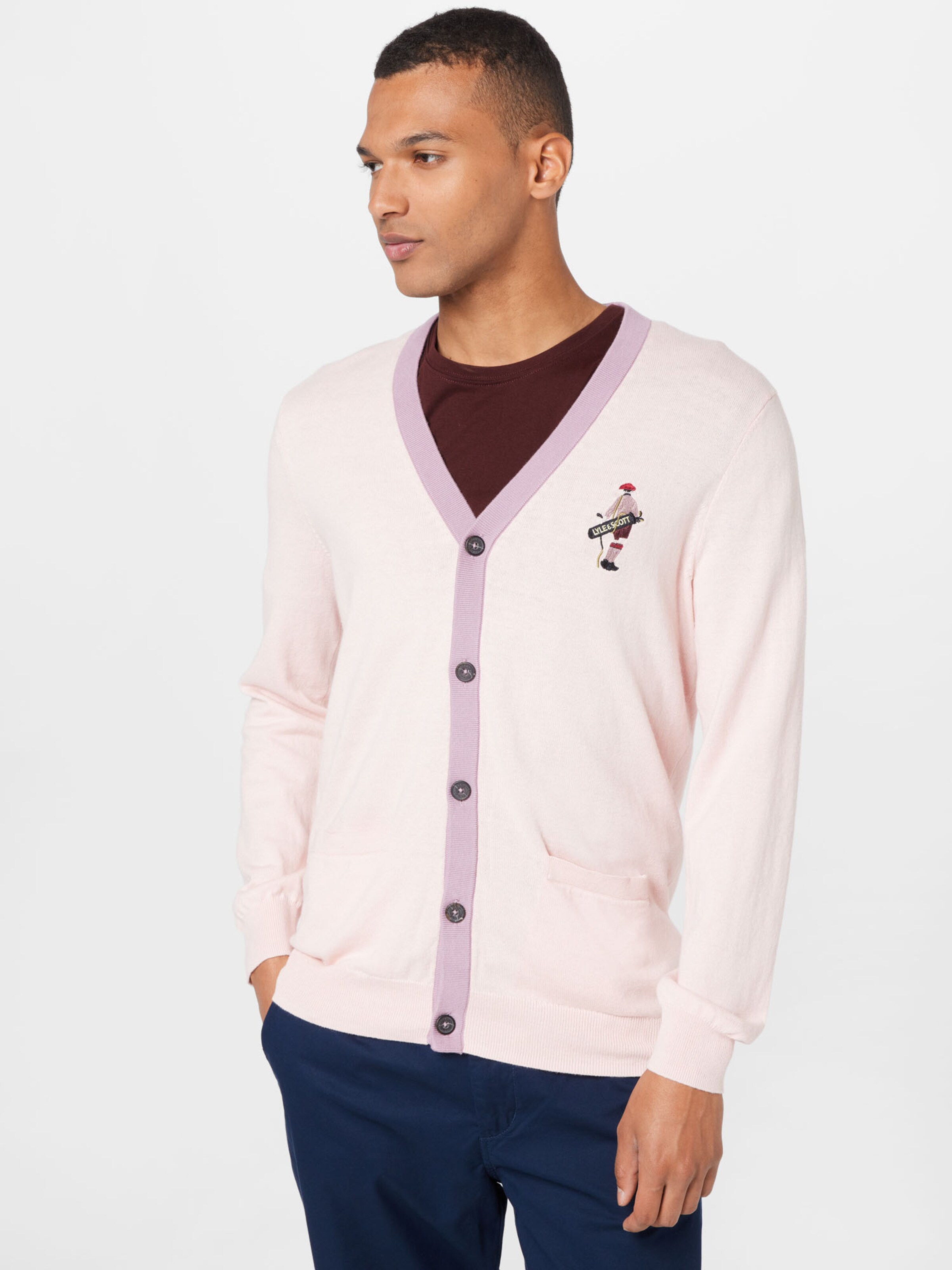 Männer Pullover & Strick Lyle & Scott Strickjacke in Rosa - QV39438 Männer Pullover & Strick Lyle & Scott Strickjacke in Rosa - QV39438