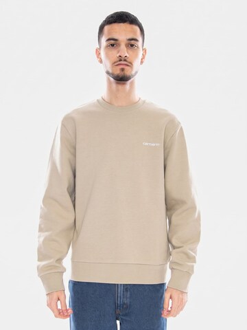 Carhartt WIP Bluzka sportowa 'Script Embroidery Sweat Barchan / White' w kolorze beżowy