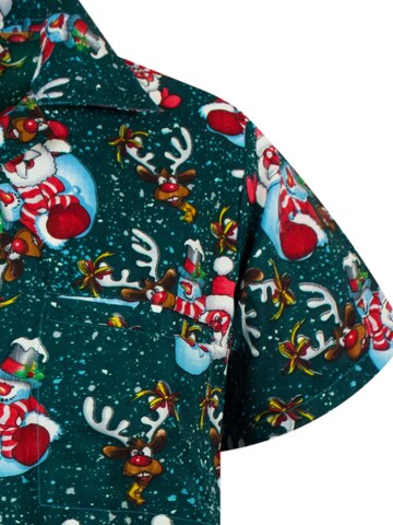 Regular fit Camicia 'Christmas Snowflakes' di King Kameha in verde