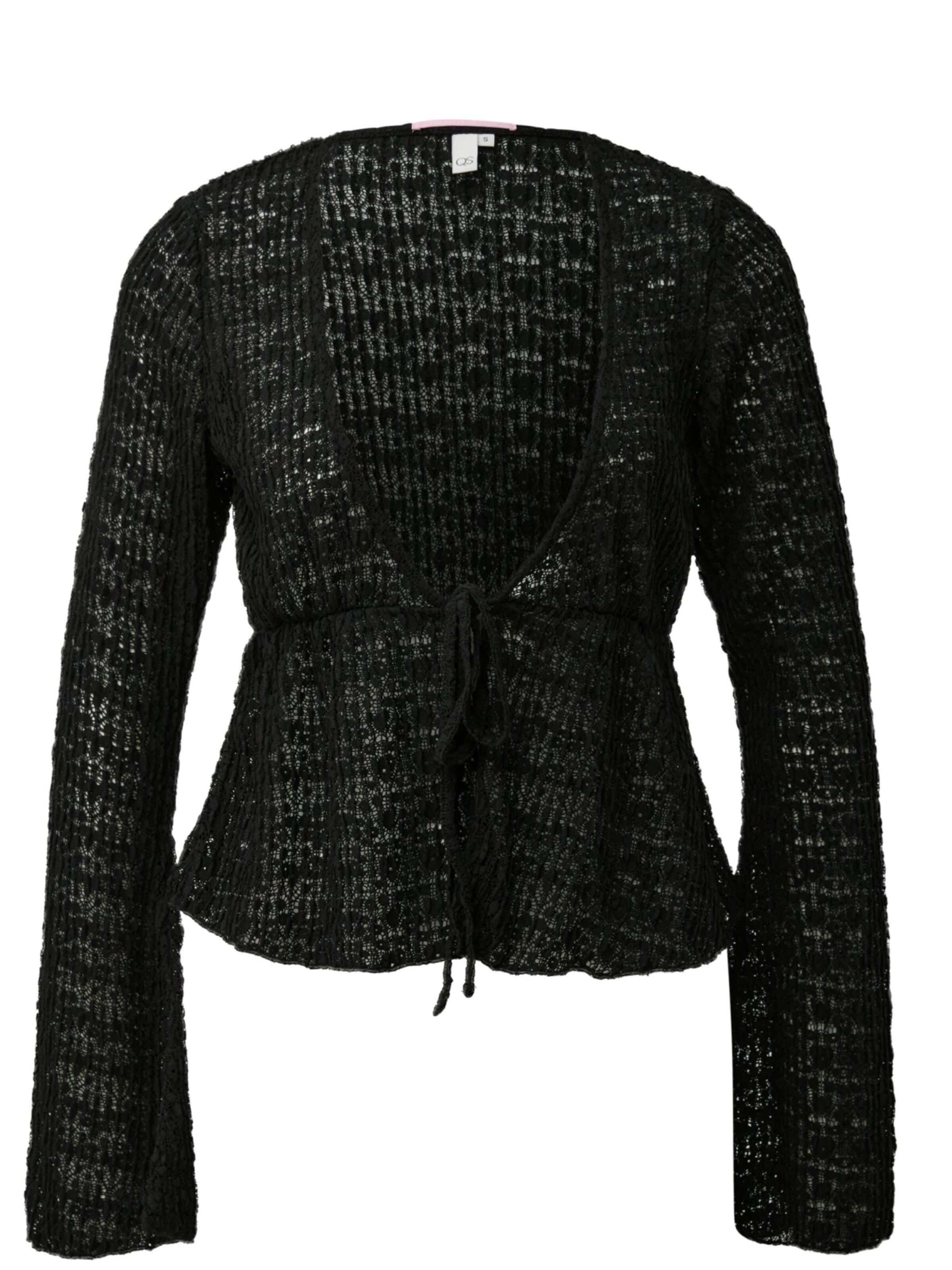 QS Shirt 'Q/S designed by - Dames t-shirt' in Zwart: voorkant