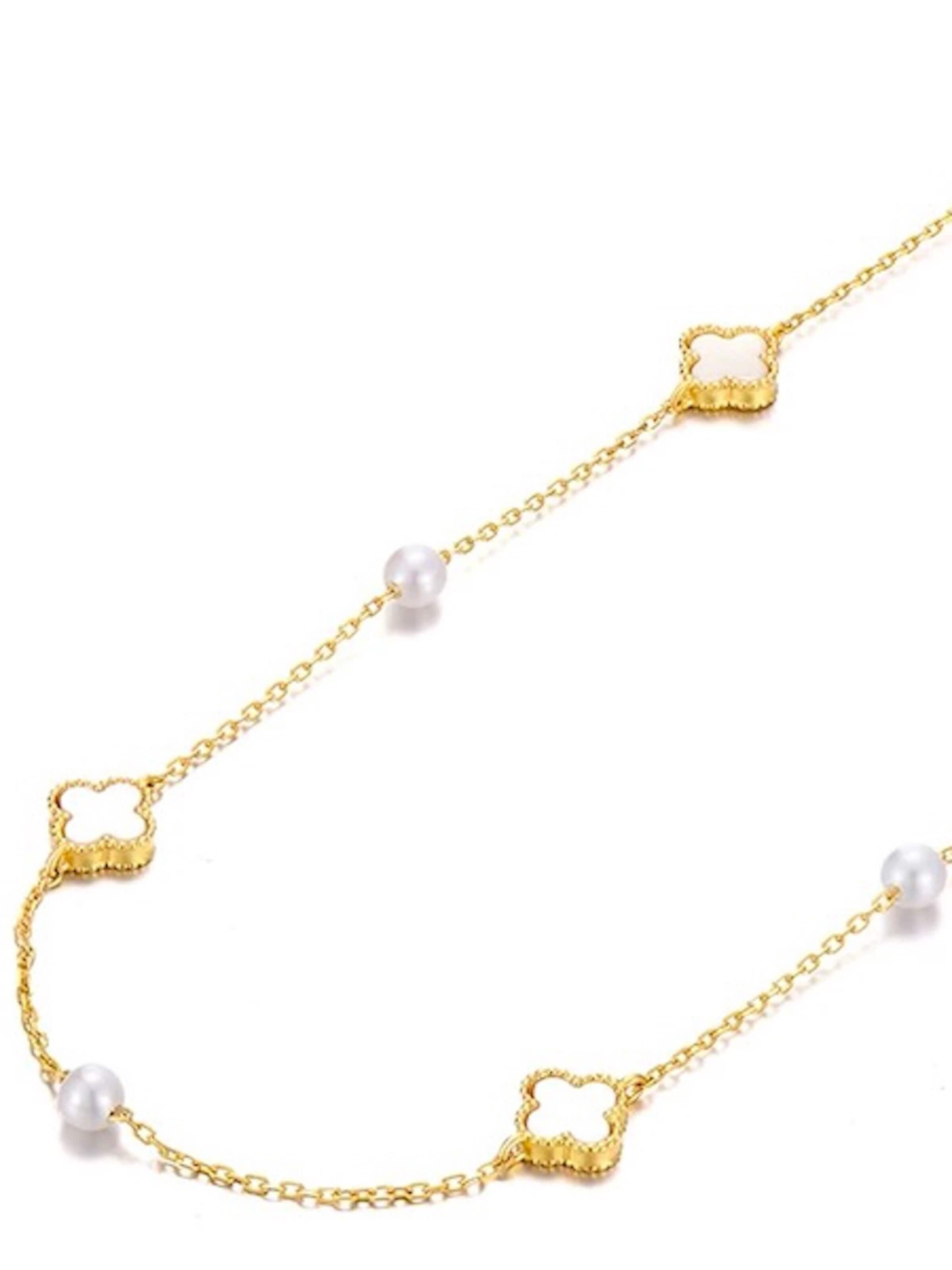 LanLiviaLančić 'Elegant MOP Lucky Clover Pearls Beads Necklace' - zlatna boja