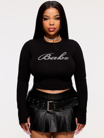 Tricou 'ESSENTIALS CROPPED LONG SLEEVE' de la FIVE STAR GIRL pe negru: față