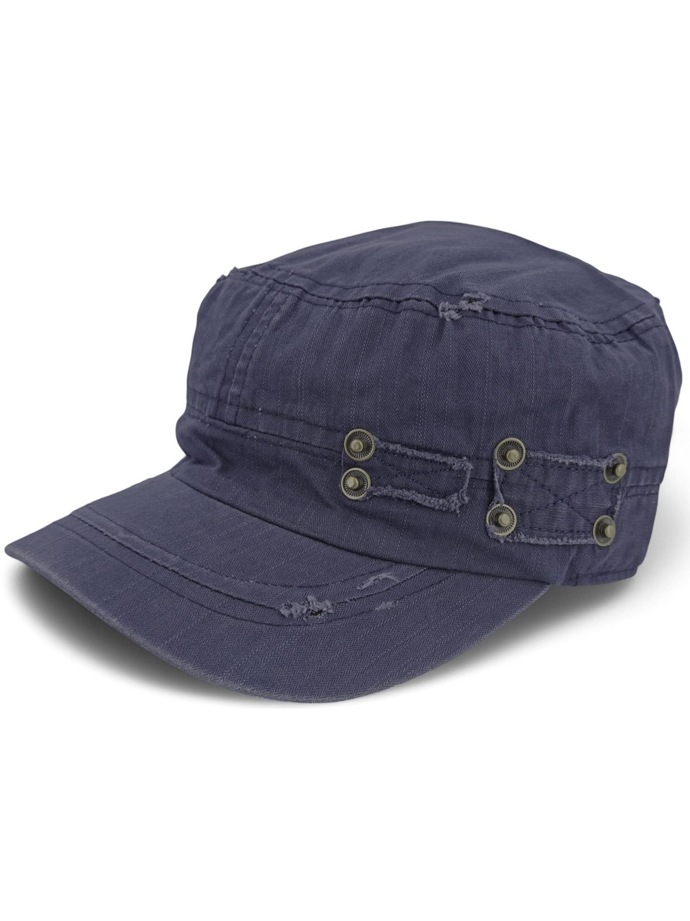 styleBREAKER Cap 'Military Cap Destroyed Used Look' in Blue: front