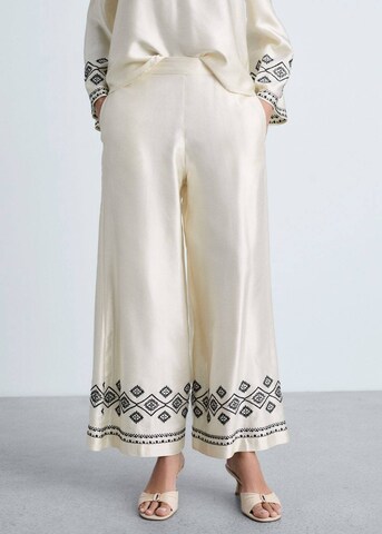 MANGO Wide leg Pants 'Ziad-a' in Beige