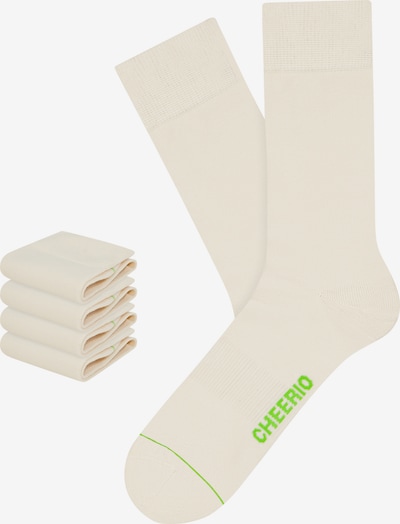 CHEERIO* Sokker 'Best Friend 4P' i lysebeige / grøn, Produktvisning