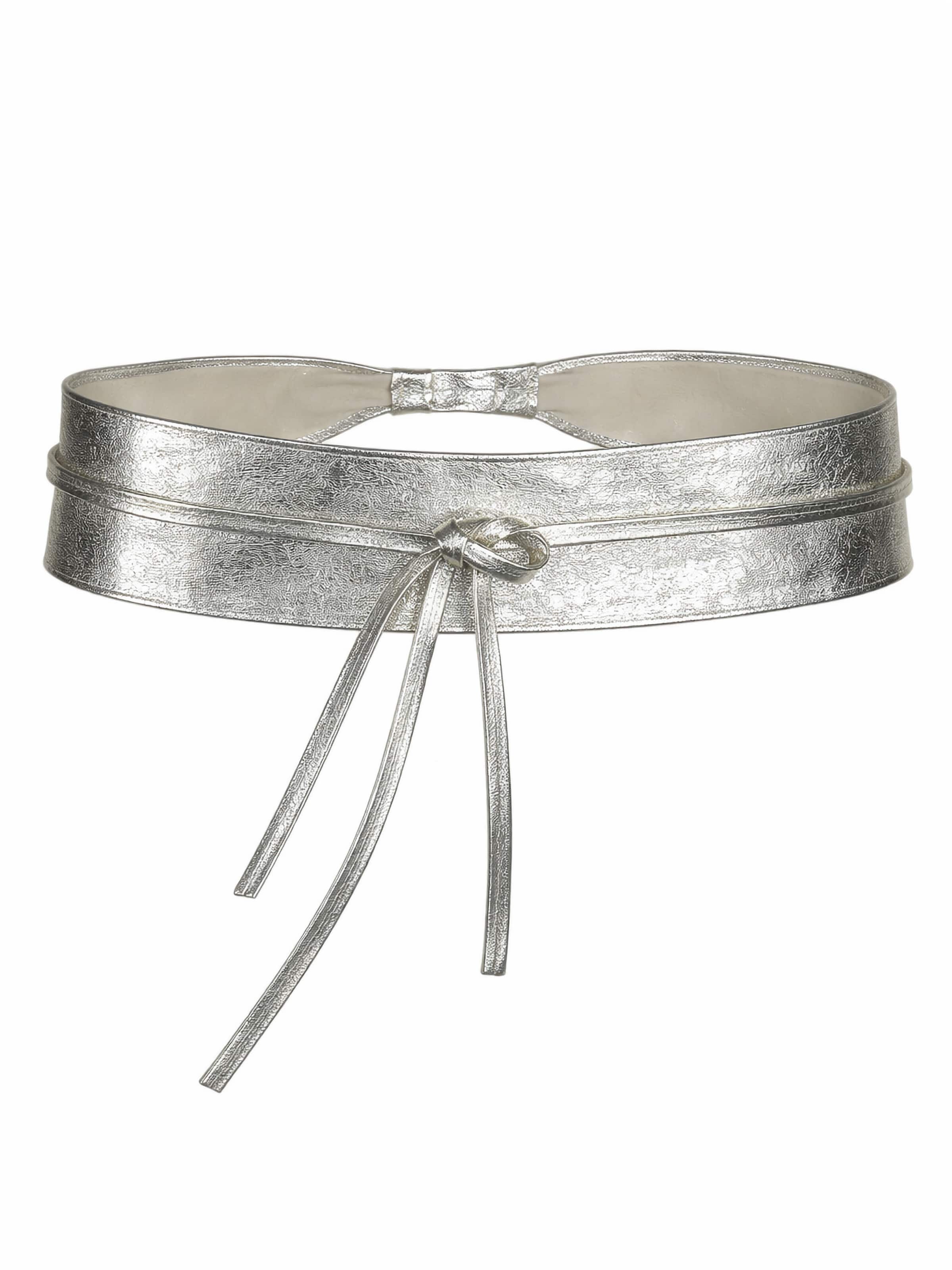 COLLEZIONE ALESSANDRO Belt 'Metalic' in Silver: front