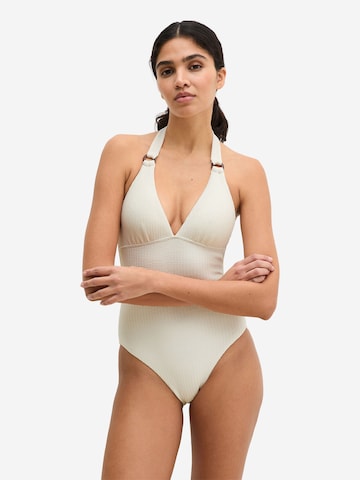 Marc O'Polo Bralette Swimsuit ' Firecracker Floral ' in White: front