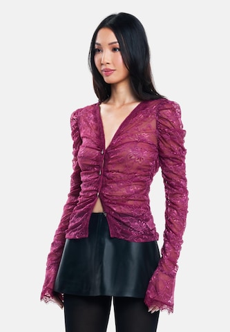 OW Collection Knit Cardigan 'Audrey' in Purple